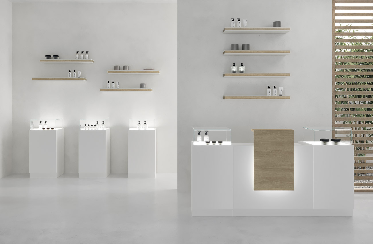 LIGHT DESK/LIGHT reception desk + display case - immagine 4